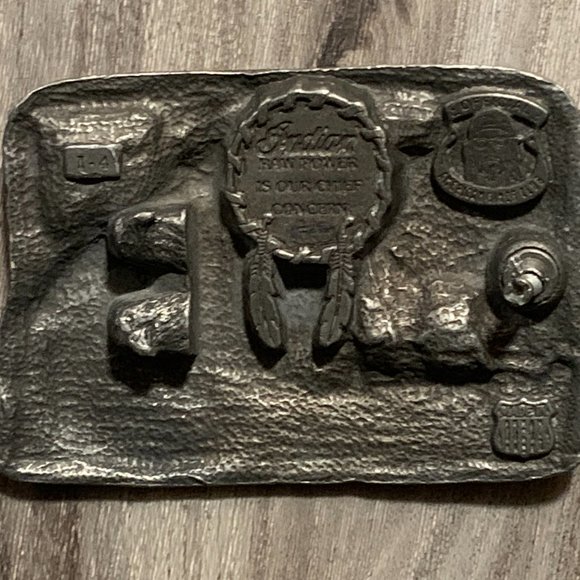 RARE VINTAGE Belt Buckle 1990's Indian Motorcycle Scout Laughing Chief Biker - Picture 2 of 2